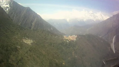 Mt. Everest Base Camp to Lukla in a Helicopter Stock Footage 70812185
