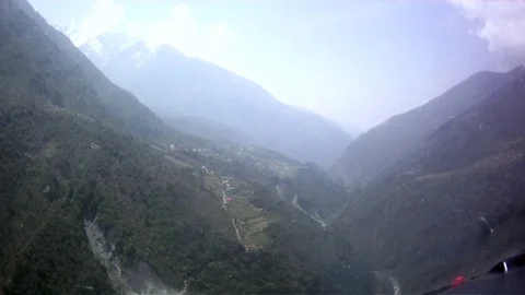 Mt. Everest Base Camp to Lukla in a Helicopter Stock Footage 70813224