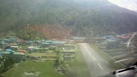 Mt. Everest Base Camp to Lukla in a Helicopter Stock Footage 70814084