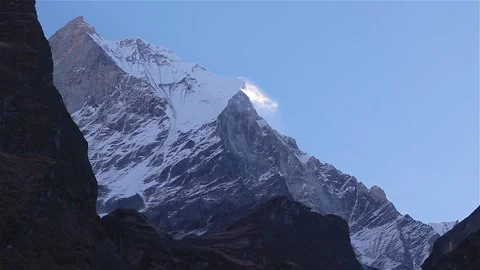 Mt. Fishtail or Machhapuchhare mountain, part of Nepal himalaya in close up.. Stock-Footage 311820986