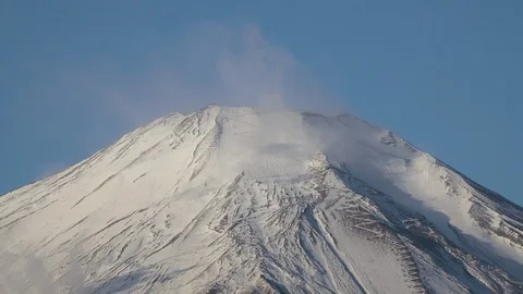 Mt. Fuji and clouds in winter, Lake Yamanakako, Yamanashi, Japan Vidéo 101671051