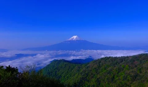 Mt. Fuji in the sea of clouds from Mitsutoge Stock Photos