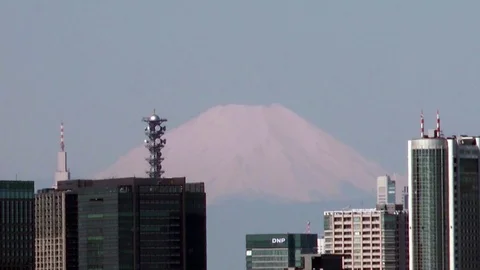 Mt Fuji viewed from Tokyo Stock Footage 86587757
