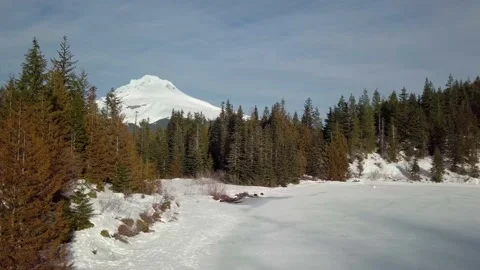 Mt. Hood Frozen Lake Graded Stock Footage