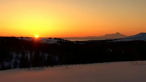 Mt Iliamna Snowy Spring Sunset Time Lapse Stock Footage 10843163