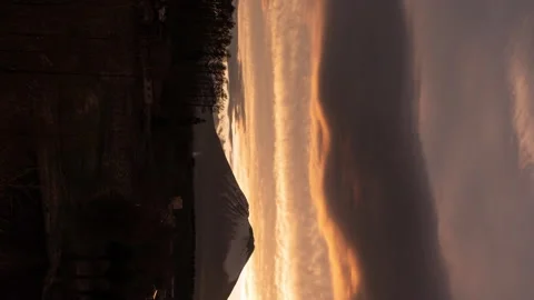 Mt. Iwate under a Burning Sky at Sunset (Vertical | Timelapse | Panning) Stock Footage 200077712