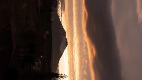 Mt. Iwate under a Burning Sky at Sunset Shot in Morioka (Vertical | Timelapse) Stock Footage 200077737