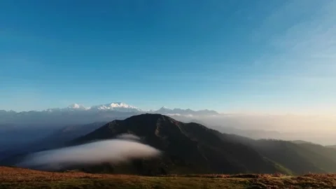 Mt. Kanchenjunga &amp; Tibetan Prayer Flag @ Chitrey, Nepal Stock Footage 295225870