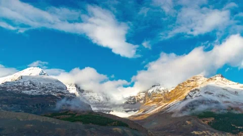 Mt- Kitchner Summit of Icefield Highway B-Roll Out of Focus CROPPED Time Laps Stock Footage 138657084