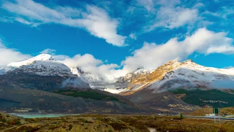Mt- Kitchner Summit of Icefield Highway B-Roll Out of Focus Time Lapse 4K Stock Footage 138657255