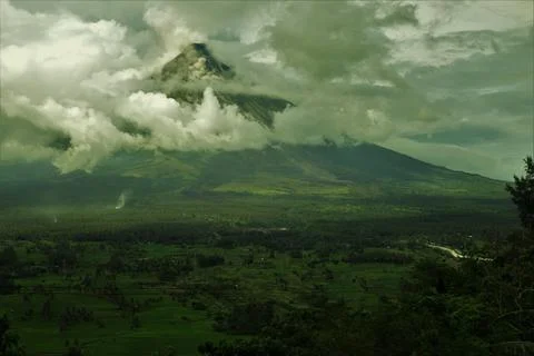 Mt Mayon on a cloudy day Stock Photos