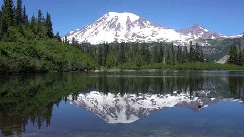 Mt Rainier Bench Lake Reflection Vídeo Stock 79674871