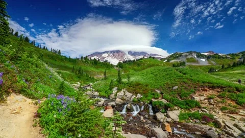 Mt Rainier Lenticular Clouds Time-lapse Vídeo Stock 145883718