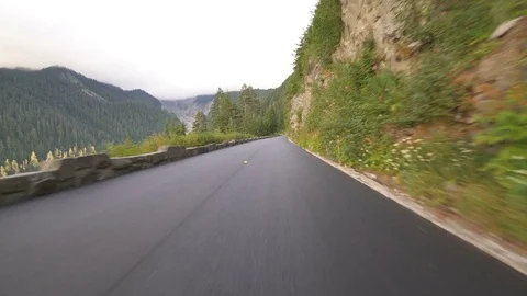 Mt Rainier National Park Driving Template Alpine Forest Washington USA 06 Stock Footage