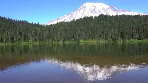 Mt Rainier Reflection Lake Right Vídeos de archivo 79675139