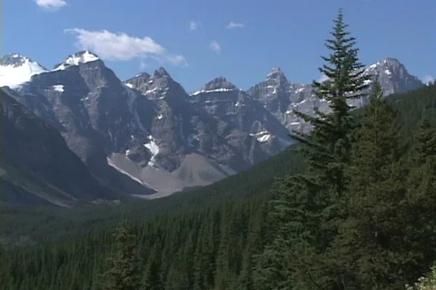 Mt Range Lake Louise Pan left Stock Footage 148360