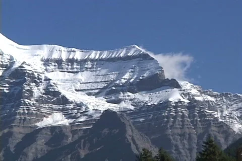 Mt Robson Ridge Pan left Stock Footage 153194