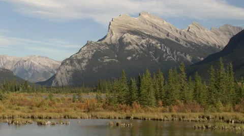 Mt Rundle Fall Season in Banff National Park Stock Footage 32186068