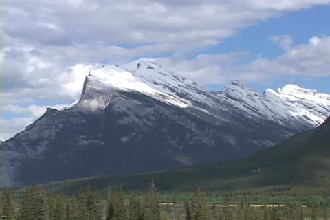 Mt Rundle pull reveal Vermillion Lake Stock Footage 148475
