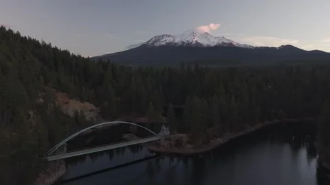 Mt Shasta with Bixby bridge in view Stock Footage 323480932