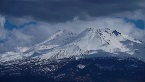 Mt Shasta clouds closer Stock Footage 126950728