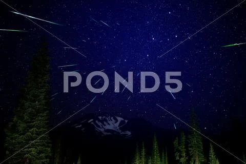 Mt Shasta Perseids Meteor Shower 2012 Stock Photos