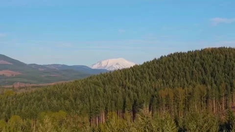 Mt St Helens revealed from behind foothills Stock Footage 341774179