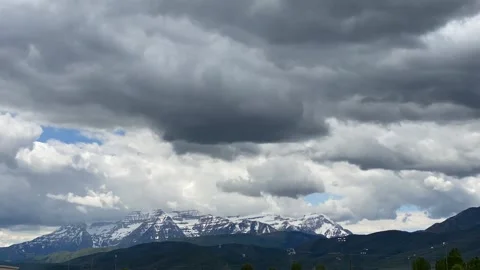Mt. Timpanogos, Wasatch Range, Utah. Looking West from Heber Valley, UT. Video stock 144222340