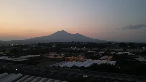 Mt. Vesuvius at sunset seen from Pompeii - Up-Mov-Clip Stock Footage 250352375