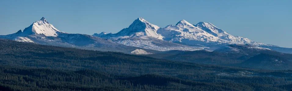 Mt Washington, and the Three Sisters in the Oregon Cascades. Stock Photos