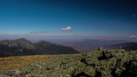 Mt- Washington Summit Time Lapse with clear skies and small clouds Stock Footage 138657305