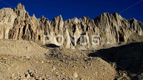 Mt Whitney from base camp in Sierra Nevada Mts California Stock Photos