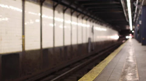 MTA Subway Train Entering Leaving Station Platform New York City NYC 4K Stock Footage 41192677
