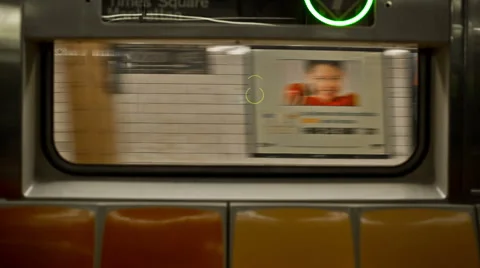 MTA subway train pulls into station platform in New York, USA Video stock 40240620