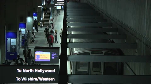 MTA train &amp; people top view2of2 Stock Footage 1012951