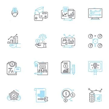 Mtary speculation linear icons set. Rumors, Predictions, Anticipation, Experts Stock Illustration