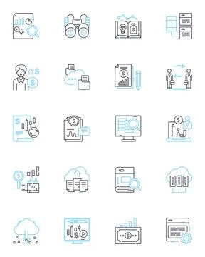 Mtary statistics linear icons set. Averages, Variance, Standard deviation Illustrazione stock