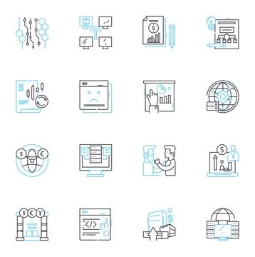 Mtary statistics linear icons set. Averages, Variance, Standard deviation Ilustración de archivo