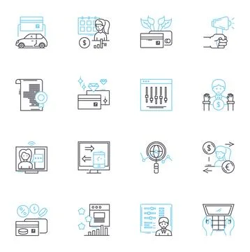 Mtary supervision linear icons set. Mentorship, Guidance, Support Illustrazione stock