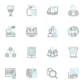 Mtary system linear icons set. Neuron, Synapse, Dendrite, Axon, Myelin Stock Illustration