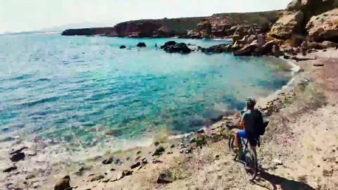 MTB Driver look at the ocean Stock Footage 159854048
