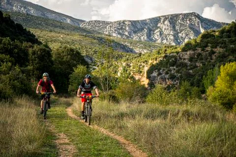 MTB in the low Pyrenees Stock Photos