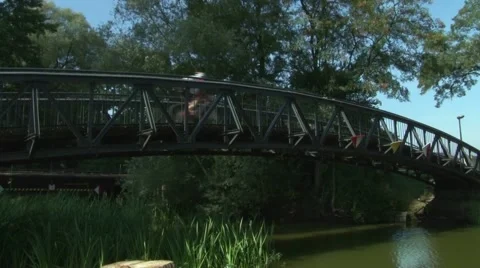 Mtb riders on the bridge Stock Footage 54666108