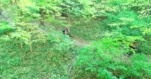 MTB THROUGH WOODS Stock Footage 145864126