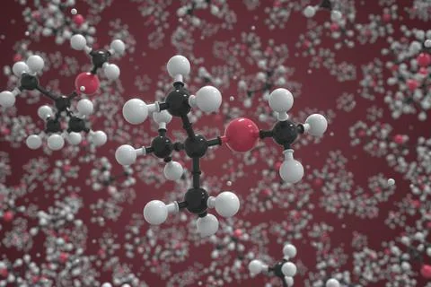 Mtbe molecule made with balls, conceptual molecular model. Chemical 3d rendering Stock Illustration