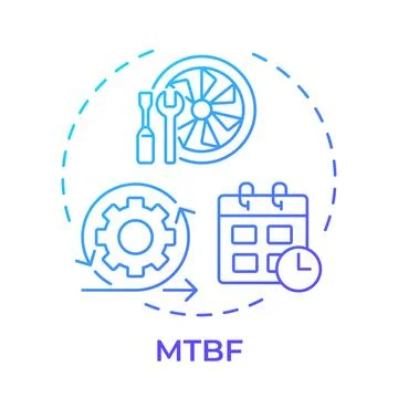 MTBF blue gradient concept icon Stock Illustration