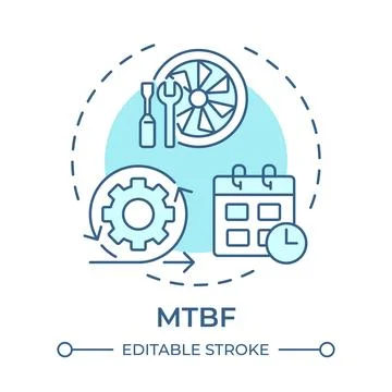 MTBF soft blue concept icon Stock Illustration