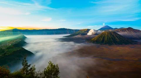 Mt.Bromo East Java Indonesia during sunrise 写真素材