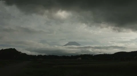 Mt.Fuji cloudy sky wide angle, non color graded 4K (3840x2160) Video stock 41661334