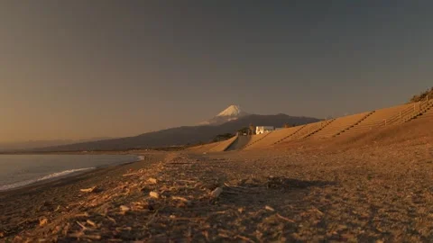 Mt.Fuji on the sunset beach Stock Footage 329106063